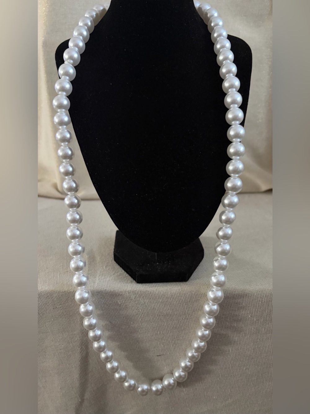 Classic White Faux Pearl Strand Necklace